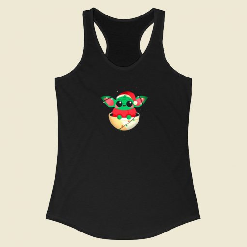 Christmas Baby Yoda 80s Retro Racerback Tank Top