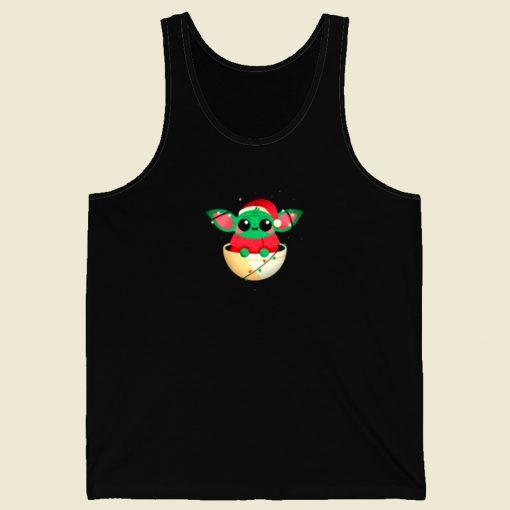 Christmas Cute Baby Yoda 80s Retro Tank Top