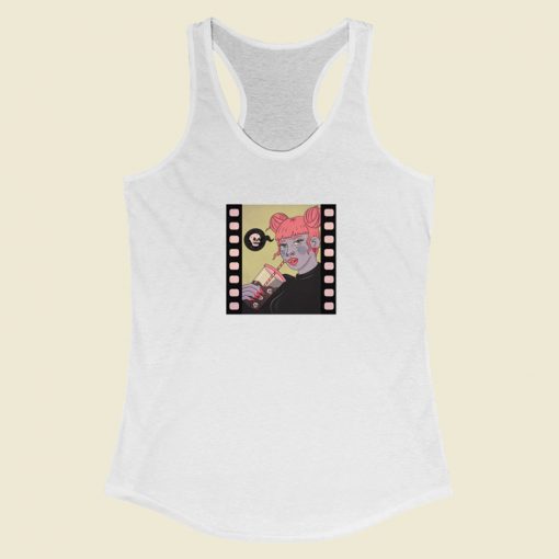 Sad Skull Soda Girl Racerback Tank Top