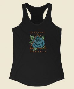 Blue Flower Romance 80s Retro Racerback Tank Top