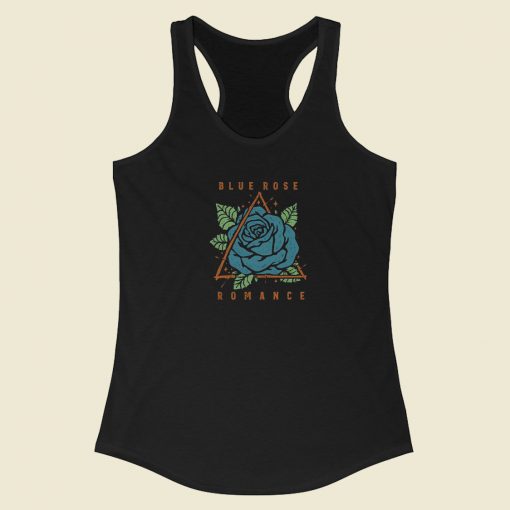 Blue Flower Romance 80s Retro Racerback Tank Top