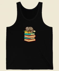 Cat Nerd Reader On Books 80s Retro Tank Top