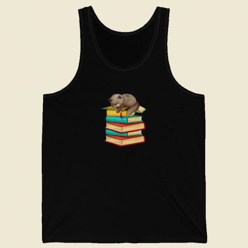 Cat Nerd Reader On Books 80s Retro Tank Top