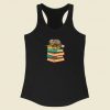 Cat Nerd Reader On Books 80s Retro Racerback Tank Top