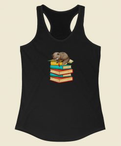 Cat Nerd Reader On Books 80s Retro Racerback Tank Top