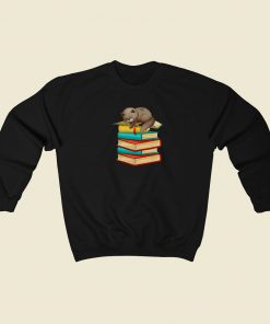 Cat Nerd Reader On Books 80s Retro Sweatshirt Style