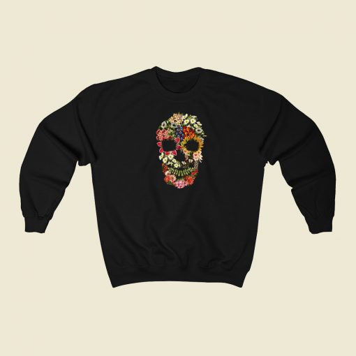 Floral Skull 80s Retro Sweatshirt Style