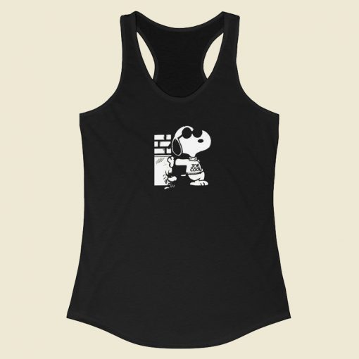 Snoopy Cartoon Joe Cool 80s Retro Racerback Tank Top