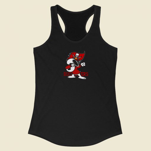 Tampa Bay Buccaneers Snoopy 80s Retro Racerback Tank Top