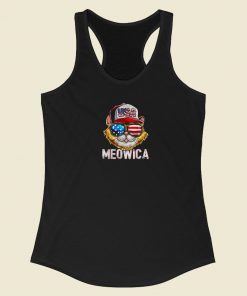 USA Cat Meowica Independence 80s Retro Racerback Tank Top