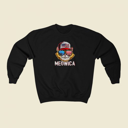 USA Cat Meowica Independence 80s Retro Sweatshirt Style