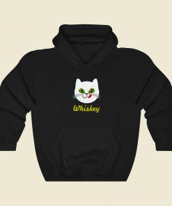 Whiskey Kitty Cat 80s Retro Hoodie Style