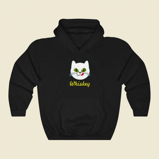 Whiskey Kitty Cat 80s Retro Hoodie Style