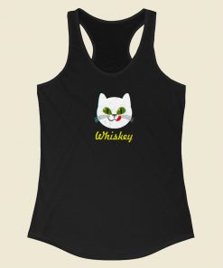 Whiskey Kitty Cat 80s Retro Racerback Tank Top