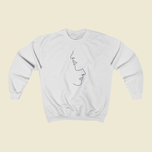 Abstract Face Minimalism 80s Retro Sweatshirt Style