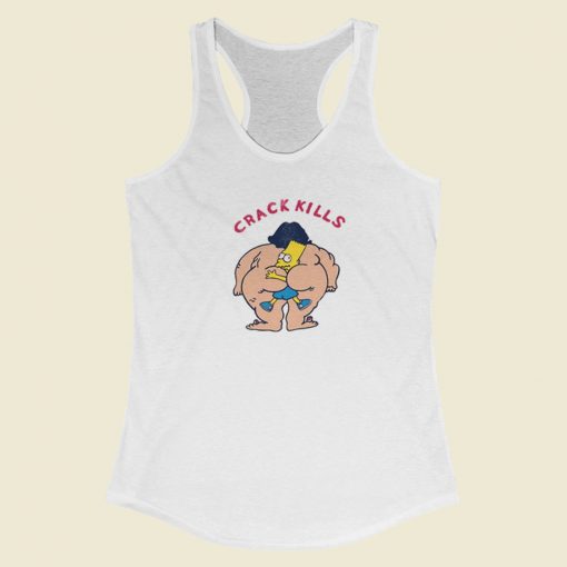 Bart Simpson Crack Kills Parody 80s Racerback Tank Top