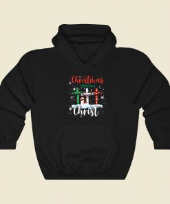 Christmas Begins With Christ 80s Retro Hoodie Style