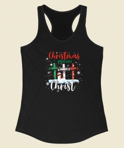 Christmas Begins With Christ 80s Retro Racerback Tank Top