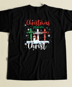 Christmas Begins With Christ 80s Retro T Shirt Style