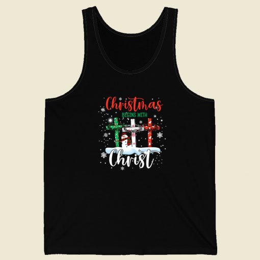 Christmas Begins With Christ 80s Retro Tank Top