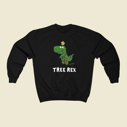 Christmas Tree Rex Funny 80s Retro Sweatshirt Style