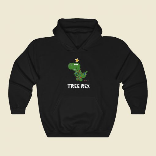 Christmas Tree Rex Funny 80s Retro Hoodie Style