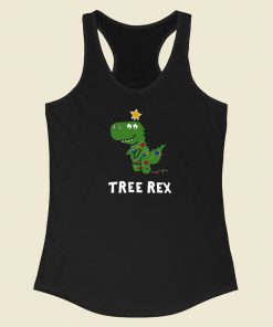 Christmas Tree Rex Funny 80s Retro Racerback Tank Top