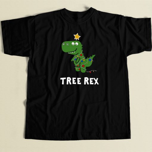 Christmas Tree Rex Funny 80s Retro T Shirt Style