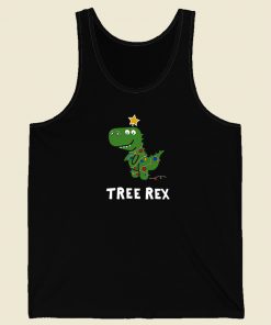 Christmas Tree Rex Funny 80s Retro Tank Top