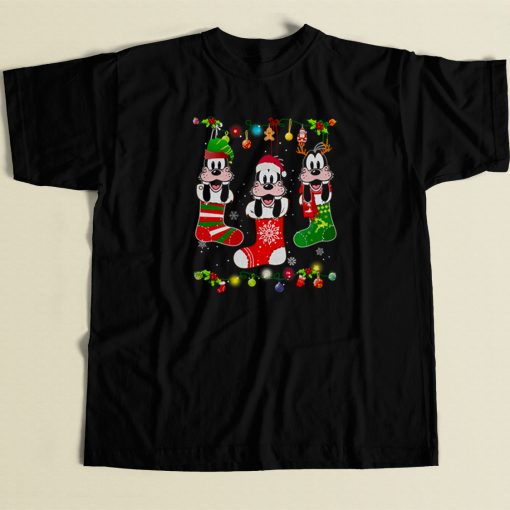 Disney Goofy On Socks Christmas 80s Retro T Shirt Style