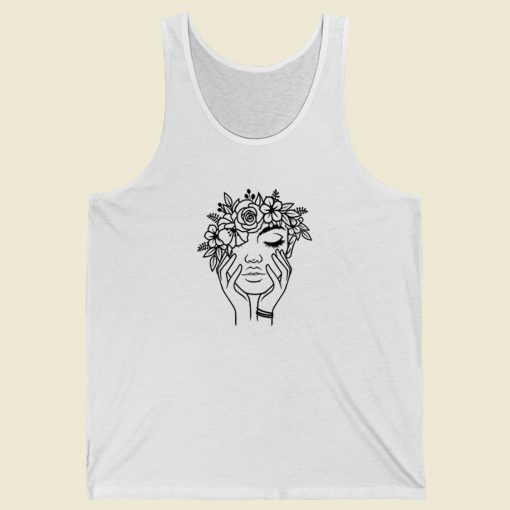 Flora Woman Line Art 80s Retro Tank Top