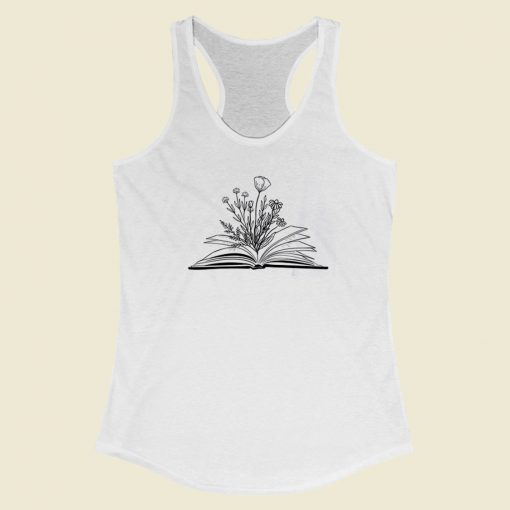 Flower Books Read 80s Racerback Tank Top