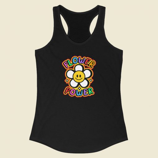 Flower Hippie Power 80s Racerback Tank Top