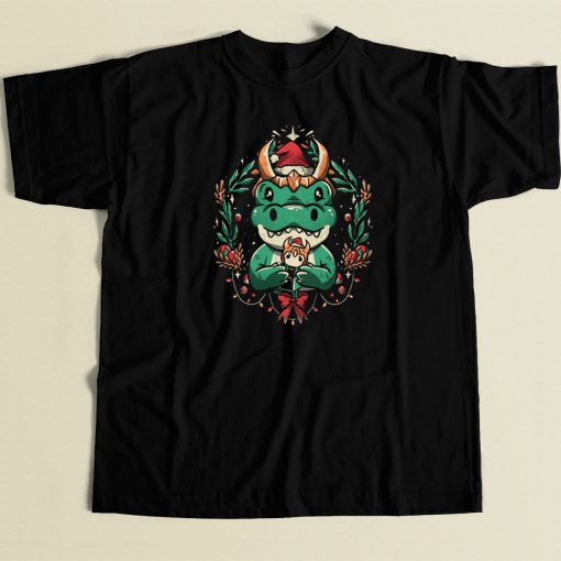 Funny Alligator Christmas 80s Retro T Shirt Style