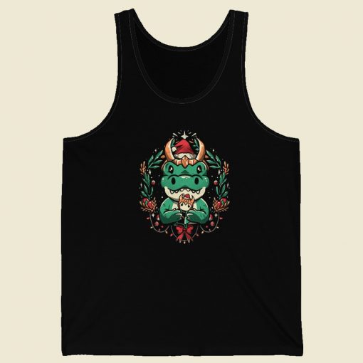 Funny Alligator Christmas 80s Retro Tank Top