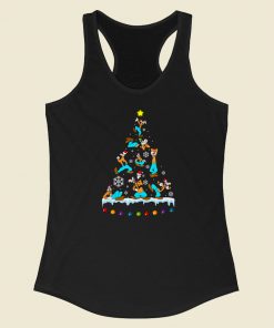 Goofy Disney Christmas Tree 80s Racerback Tank Top