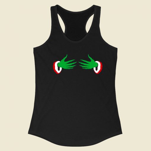 Hold My Boob Christmas 80s Retro Racerback Tank Top