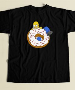 Homer And Big Donut Funny 80s Retro T Shirt Style