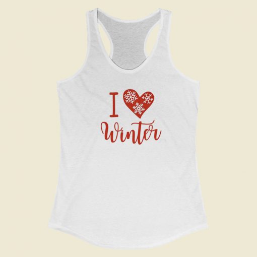 I Love Winter 80s Retro Racerback Tank Top