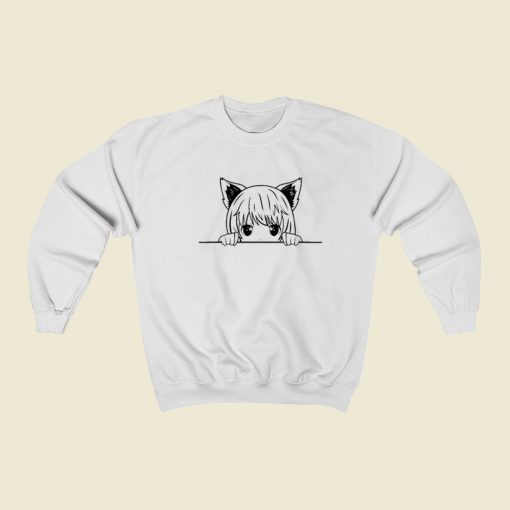 Kids Anime Cat Girl 80s Retro Sweatshirt Style