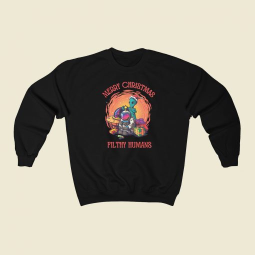 Merry Christmas Filthy Humans 80s Retro Sweatshirt Style