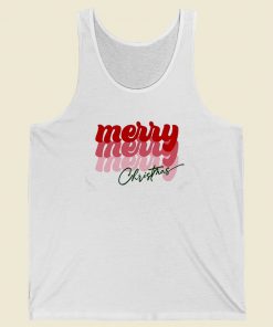 Merry Christmas Typography 80s Retro Tank Top