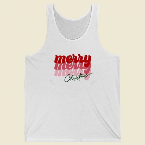 Merry Christmas Typography 80s Retro Tank Top