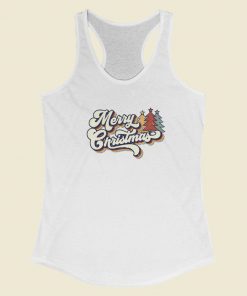 Merry Christmas Typography Retro Racerback Tank Top