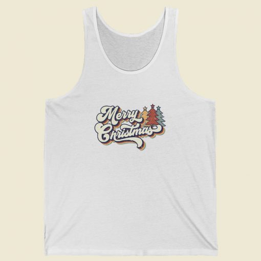 Merry Christmas Typography Retro Tank Top