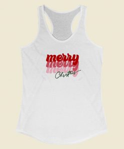 Merry Christmas Typography 80s Retro Racerback Tank Top