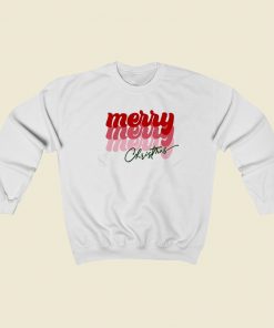 Merry Christmas Typography 80s Retro Sweatshirt Style