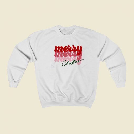 Merry Christmas Typography 80s Retro Sweatshirt Style