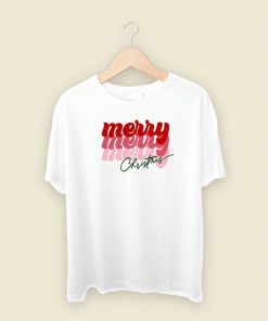 Merry Christmas Typography 80s Retro T Shirt Style