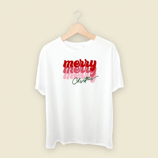 Merry Christmas Typography 80s Retro T Shirt Style